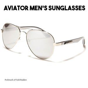 Men's Aviator Silver Frame Smoke Mirror Lens